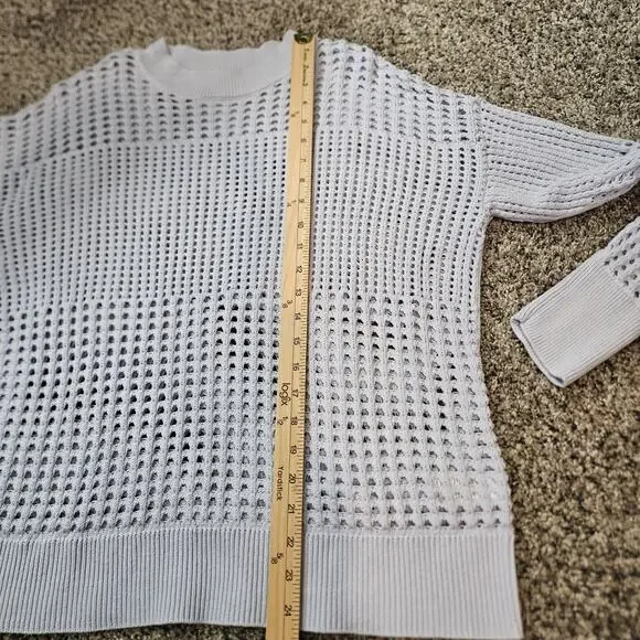 Haven Well Within Open Weave Cotton Sweater Knit Crewneck Light Blue Size L - Picture 9 of 9